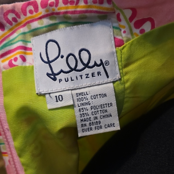 Vintage Lilly Pulitzer Pink and Green  Cheery-O Strapless Dress - Picture 3 of 4